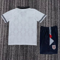 England 1990 Retro White Home Kids Jersey Set