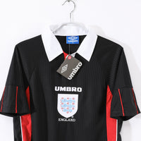England 1998 Vintage Retro Black Alternate Away Jersey