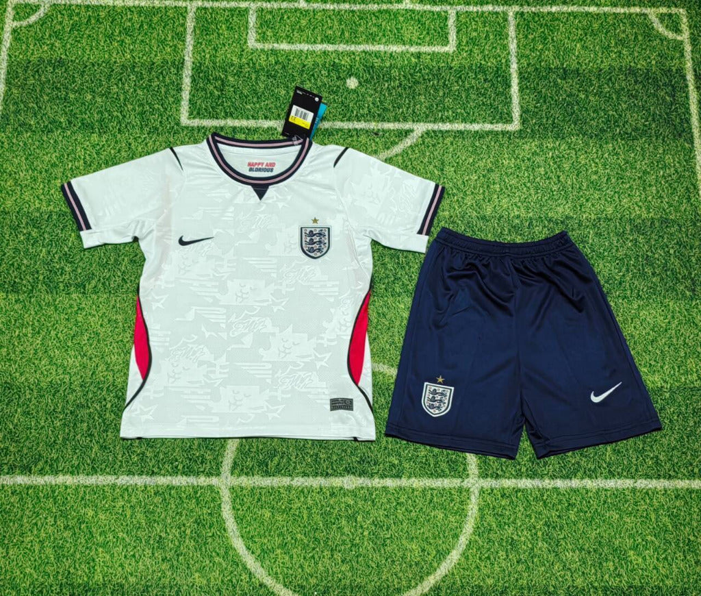 England 2026 White/Red/Navy Home Kids Jersey Set