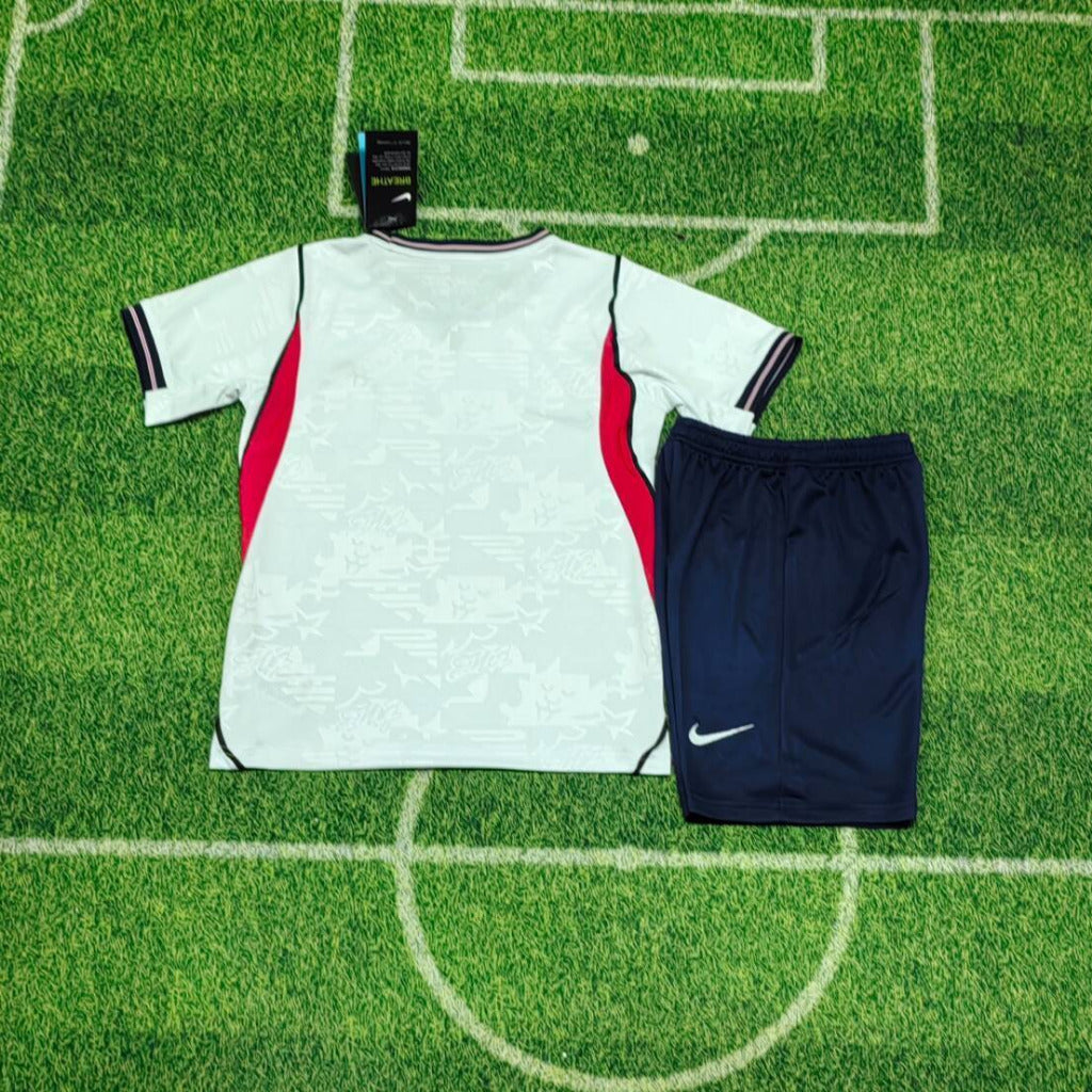 England 2026 White/Red/Navy Home Kids Jersey Set