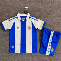 Espanyol 25/26 White/Blue Stripes Home Kids Jersey Set