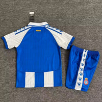 Espanyol 25/26 White/Blue Stripes Home Kids Jersey Set