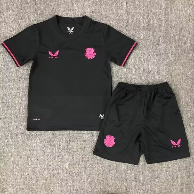 Everton 25/26 Black Forth Away Kids Jersey Set
