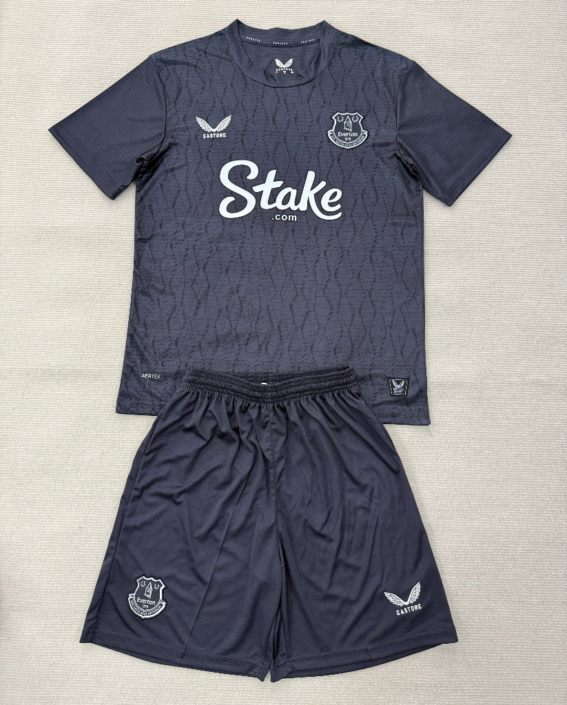 Everton 25/26 Black Goalkeeper Kids Jersey Set