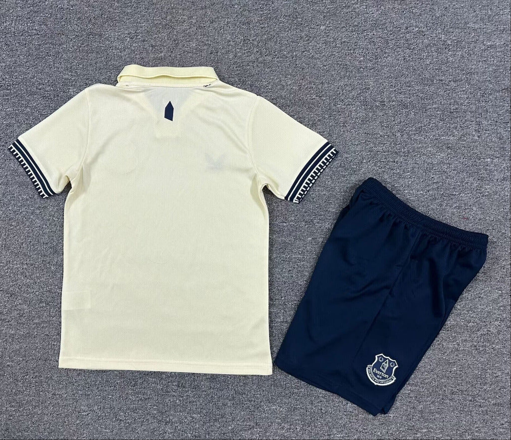 Everton 25/26 Off White Away Kids Jersey Set