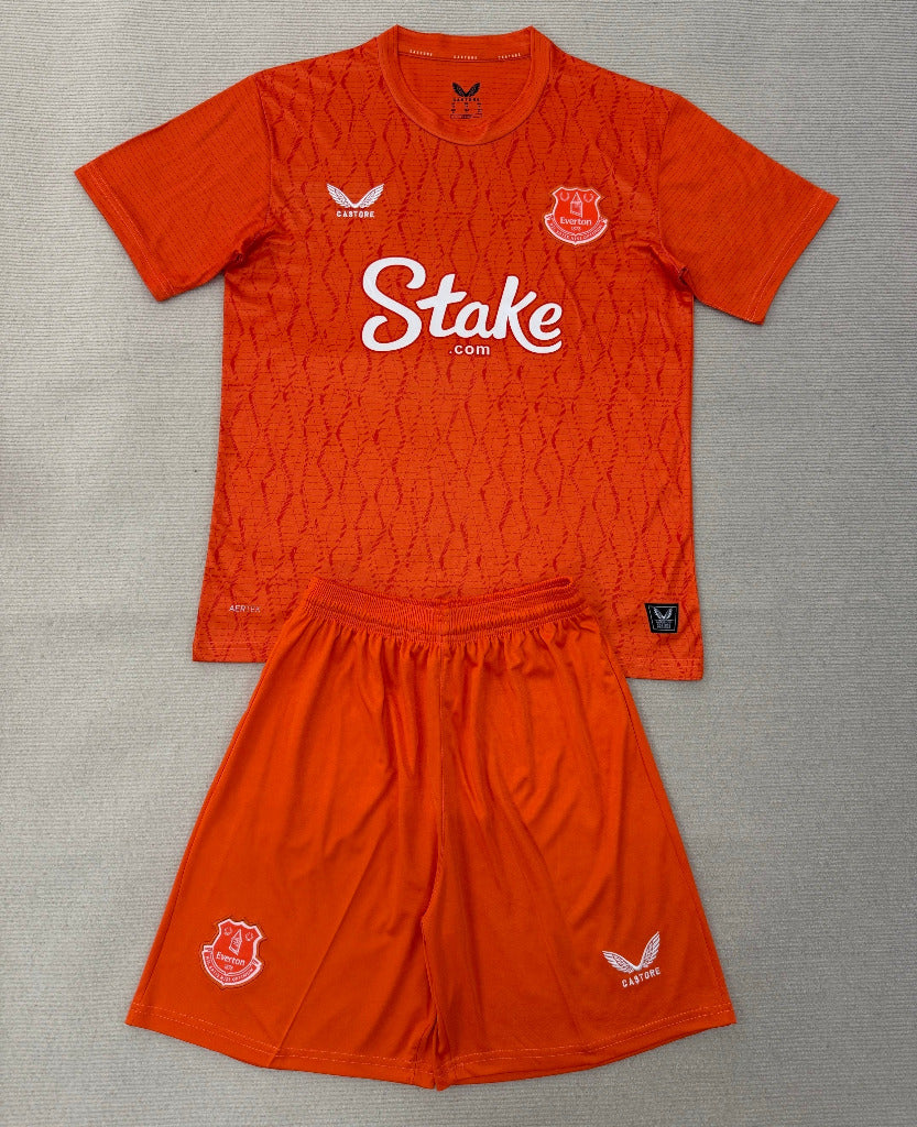 Everton 25/26 Orange Goalkeeper Kids Jersey Set