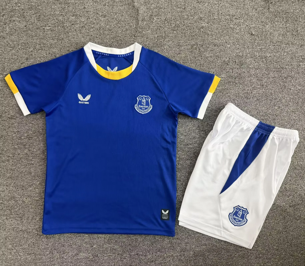 Everton 26/27 Blue/White/Yellow Home Kids Jersey Set