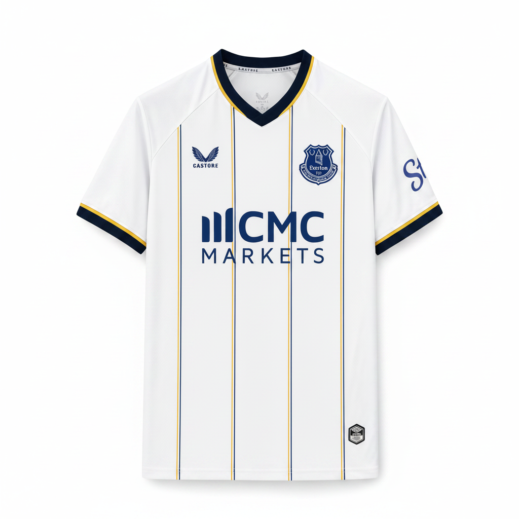 Everton 26/27 White/Navy Blue/Yellow Stripes Away Jersey