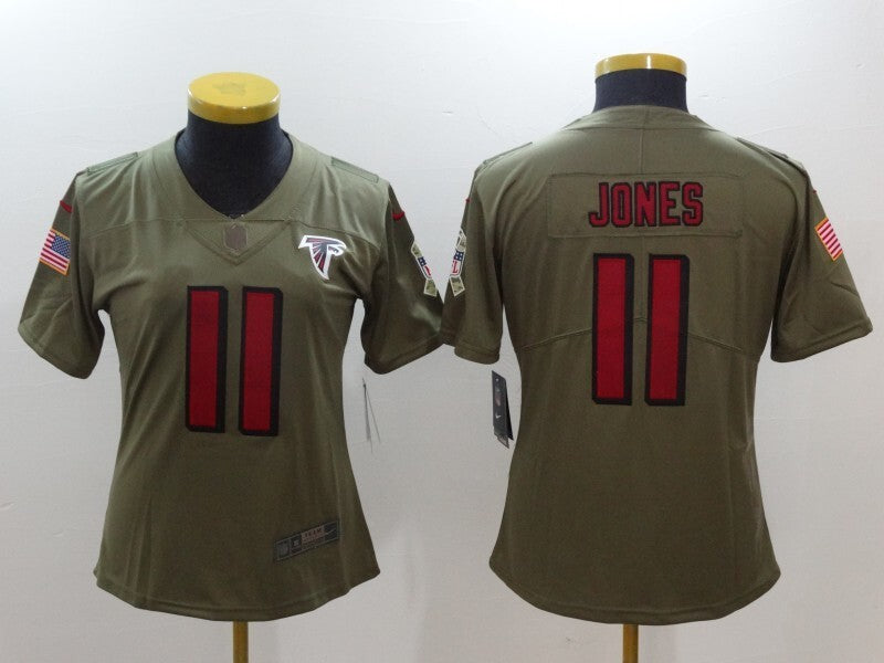 Falcons 2022/23 Jones #11 Olive/Red Women NFL Jersey