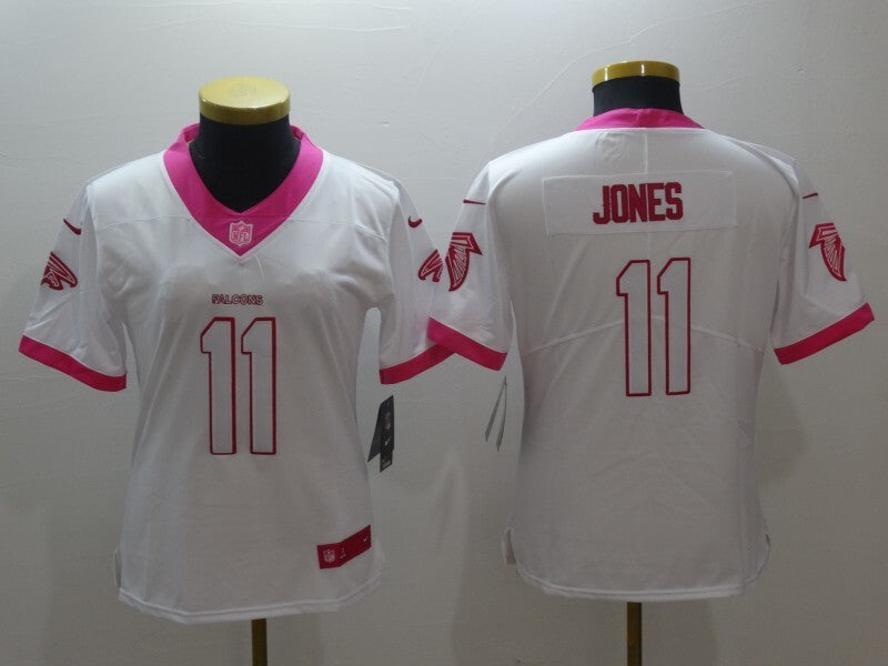 Falcons 2022/23 Jones #11 White/Pink Women NFL Jersey