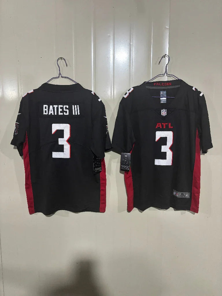 Falcons 25/26 Bates III #3 Black Game Kids Jersey
