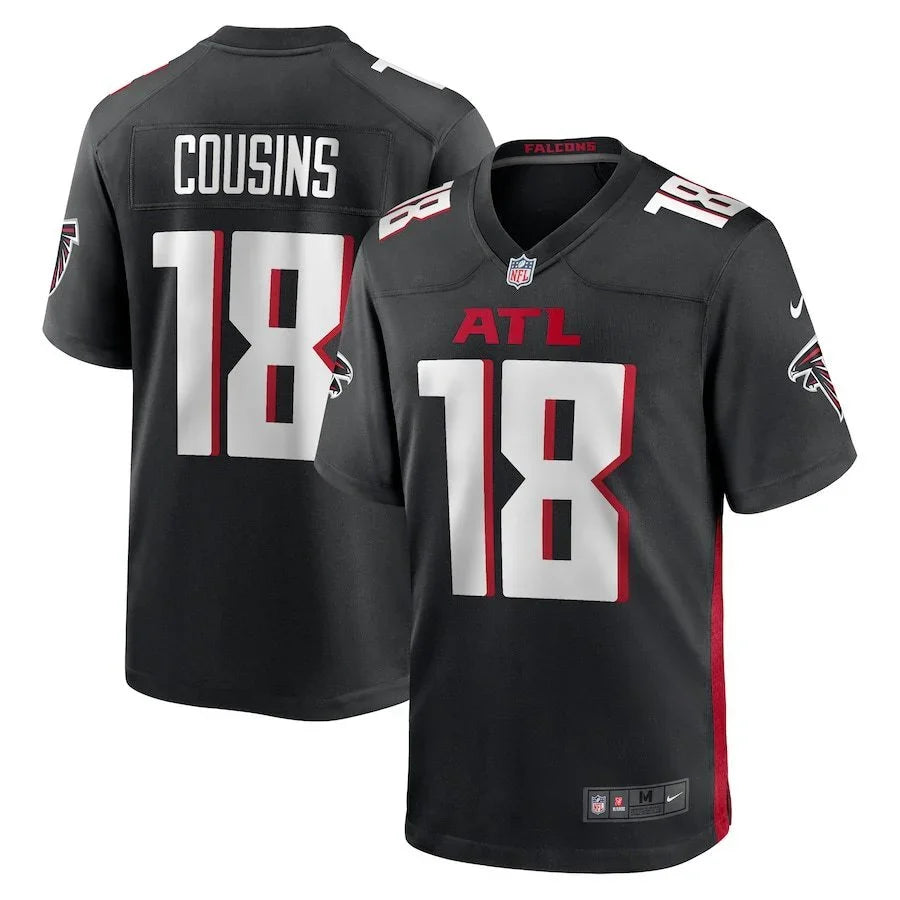Falcons 25/26 Cousins #18 Black NFL Game Jersey