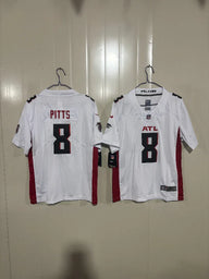 Falcons 25/26 Pitts #8 White Game Kids Jersey