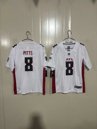 Falcons 25/26 Pitts #8 White Game Kids Jersey