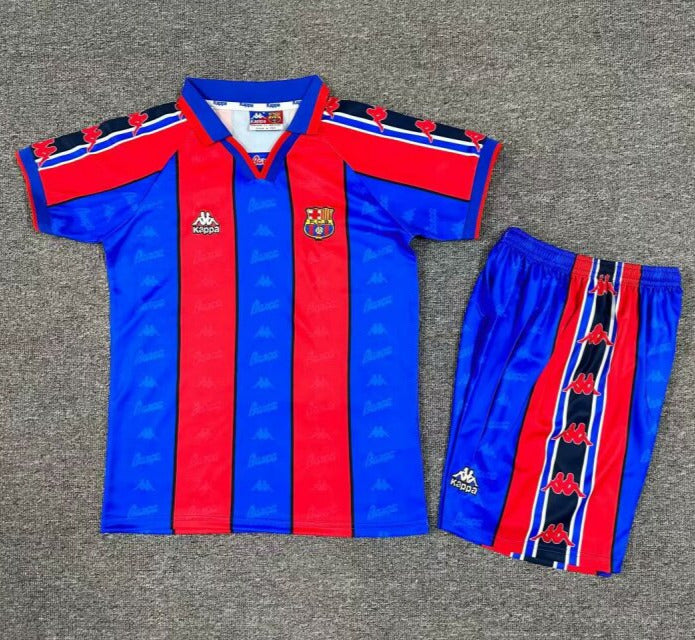 FC Barcelona 1995/97 Vintage Retro Home Kids Jersey Set
