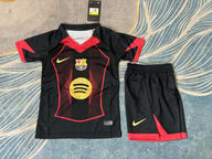 FC Barcelona 25/26 Away Black/Red Kids Jersey Set