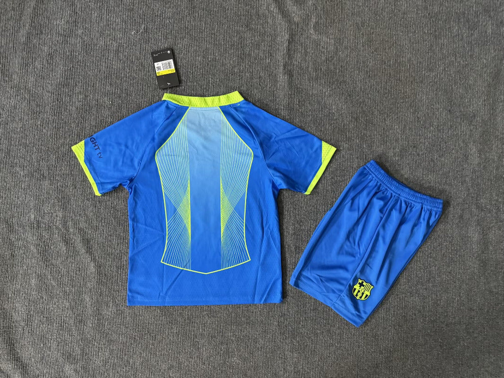 FC Barcelona 25/26 Away Blue Kids Jersey Set