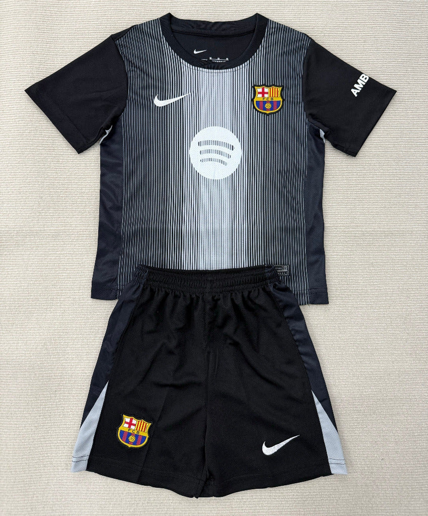 FC Barcelona 25/26 Black Goalkeeper Kids Jersey Set