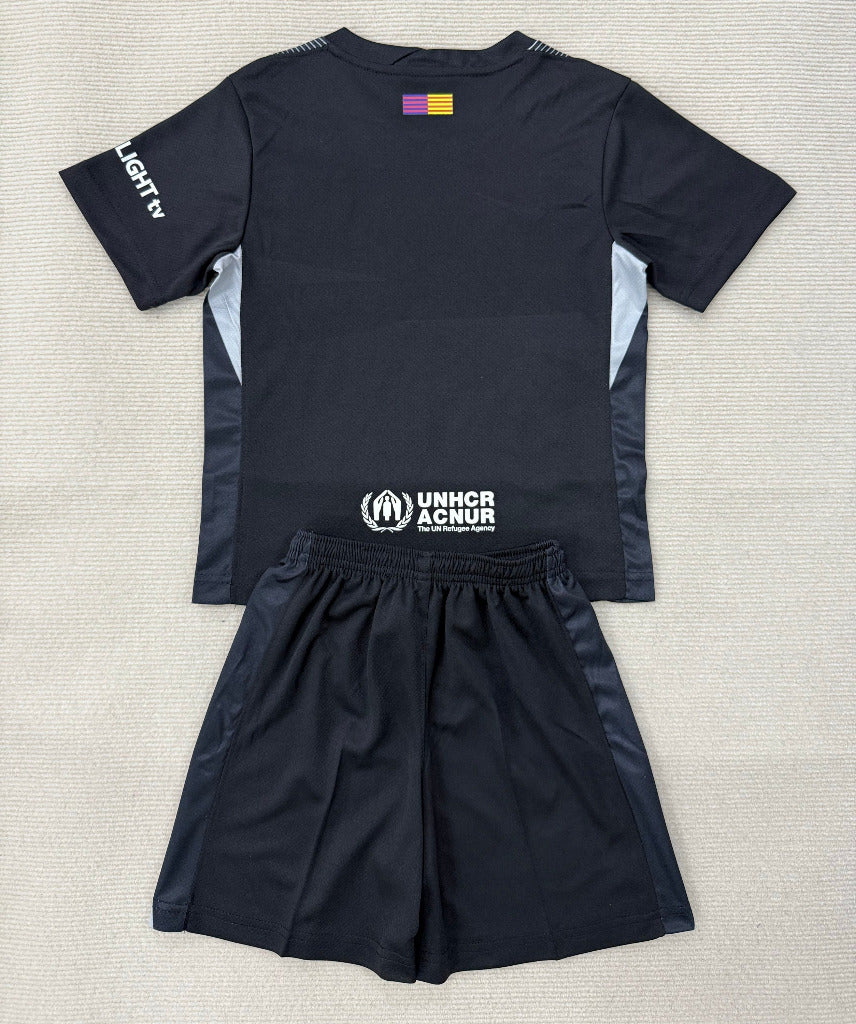 FC Barcelona 25/26 Black Goalkeeper Kids Jersey Set