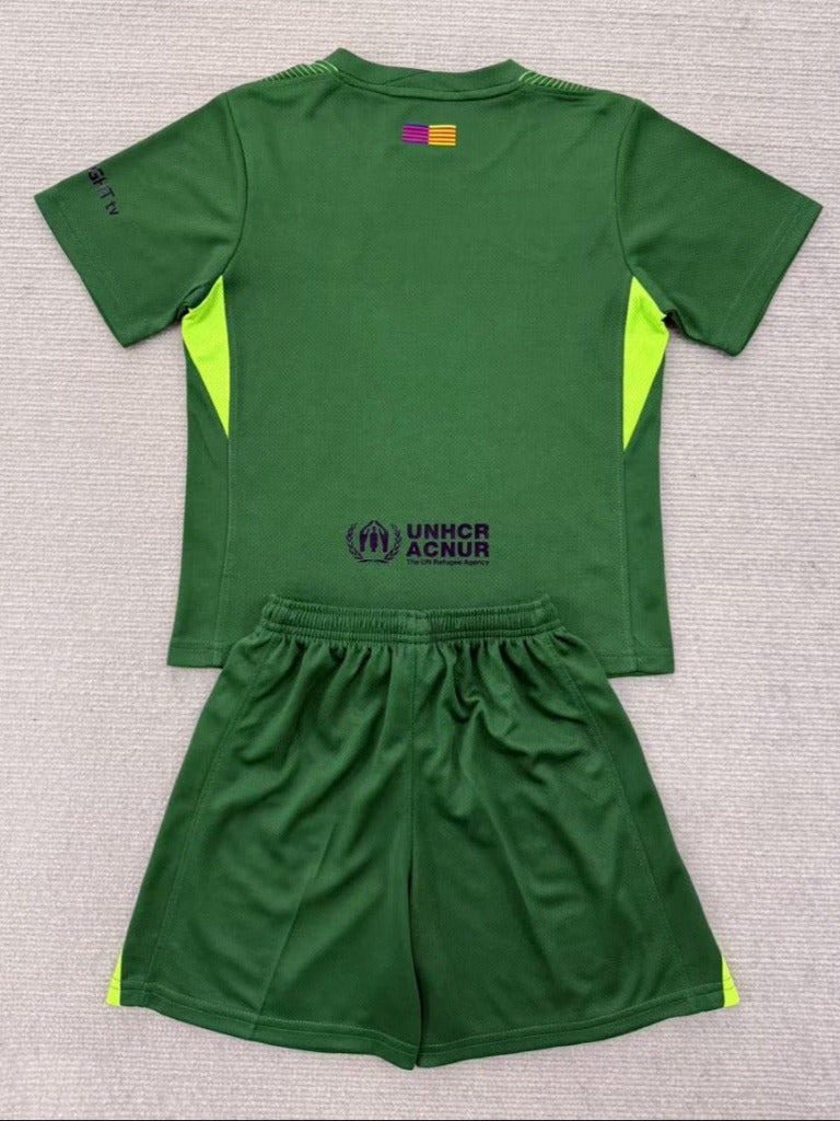 FC Barcelona 25/26 Goalkeeper Kids Green Jersey Set