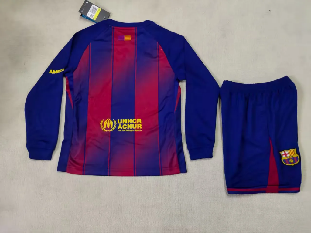 FC Barcelona 25/26 Home Long Sleeve Kids Jersey Set