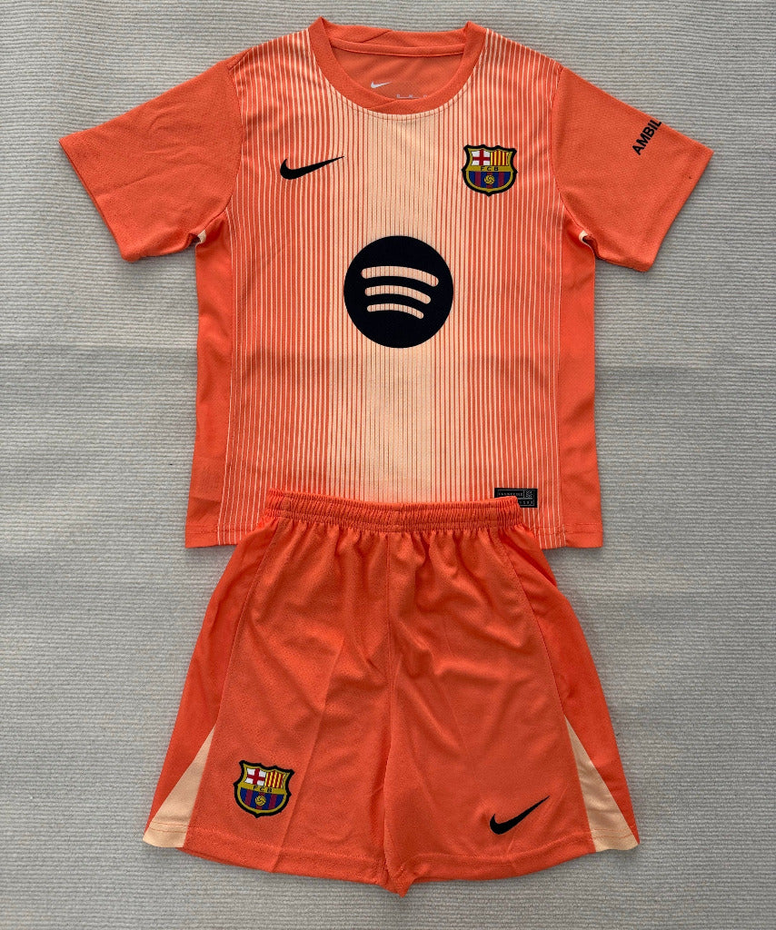 FC Barcelona 25/26 Orange Goalkeeper Kids Jersey Set