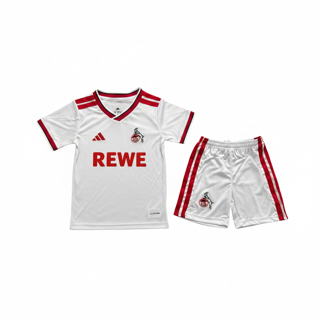 FC Köln 26/27 White/Red Three Stripes Home Kids Jersey Set