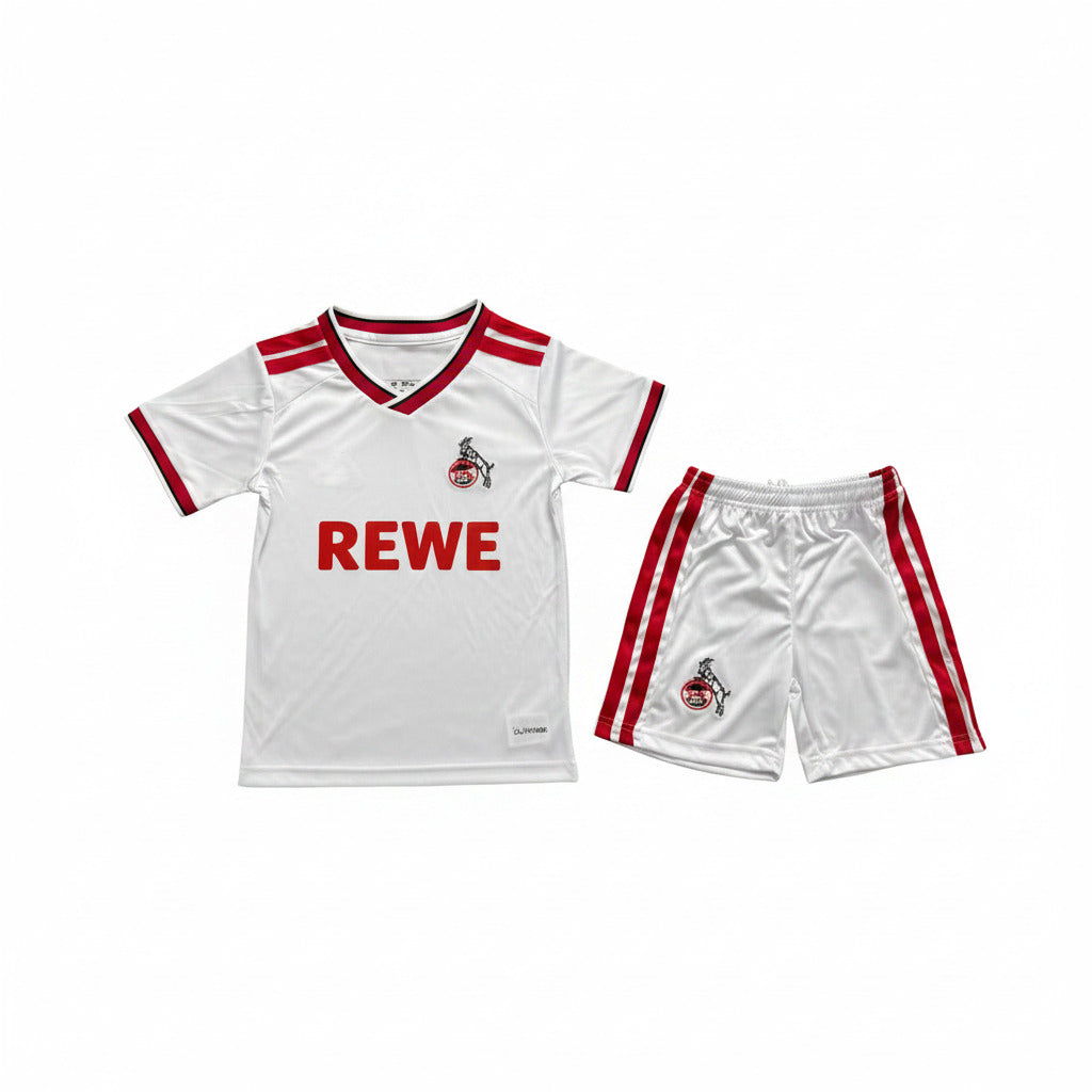 FC Köln 26/27 White/Red Three Stripes Home Kids Jersey Set