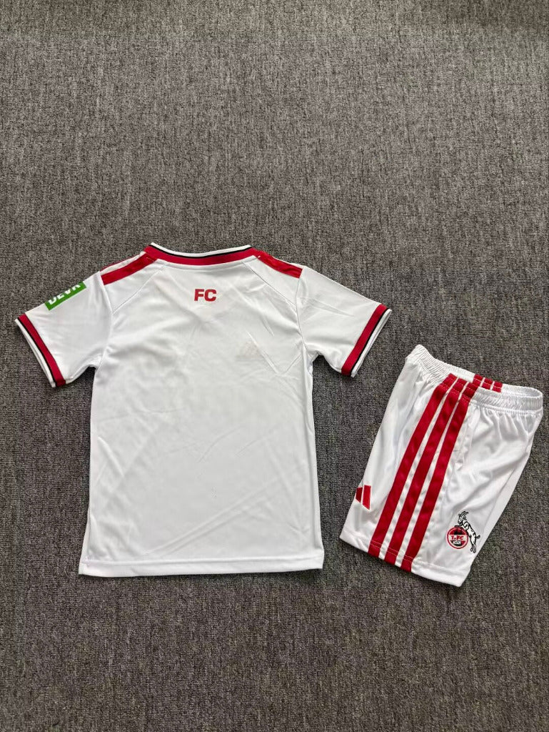 FC Köln 26/27 White/Red Three Stripes Home Kids Jersey Set