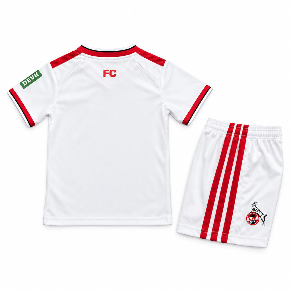 FC Köln 26/27 White/Red Three Stripes Home Kids Jersey Set