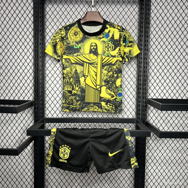 Kids Brazil Christ The Redeemer Yellow Concept Jersey