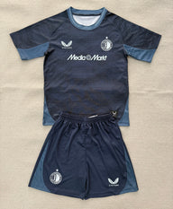 Feyenoord 25/26 Black/Blue Away Kids Jersey Set