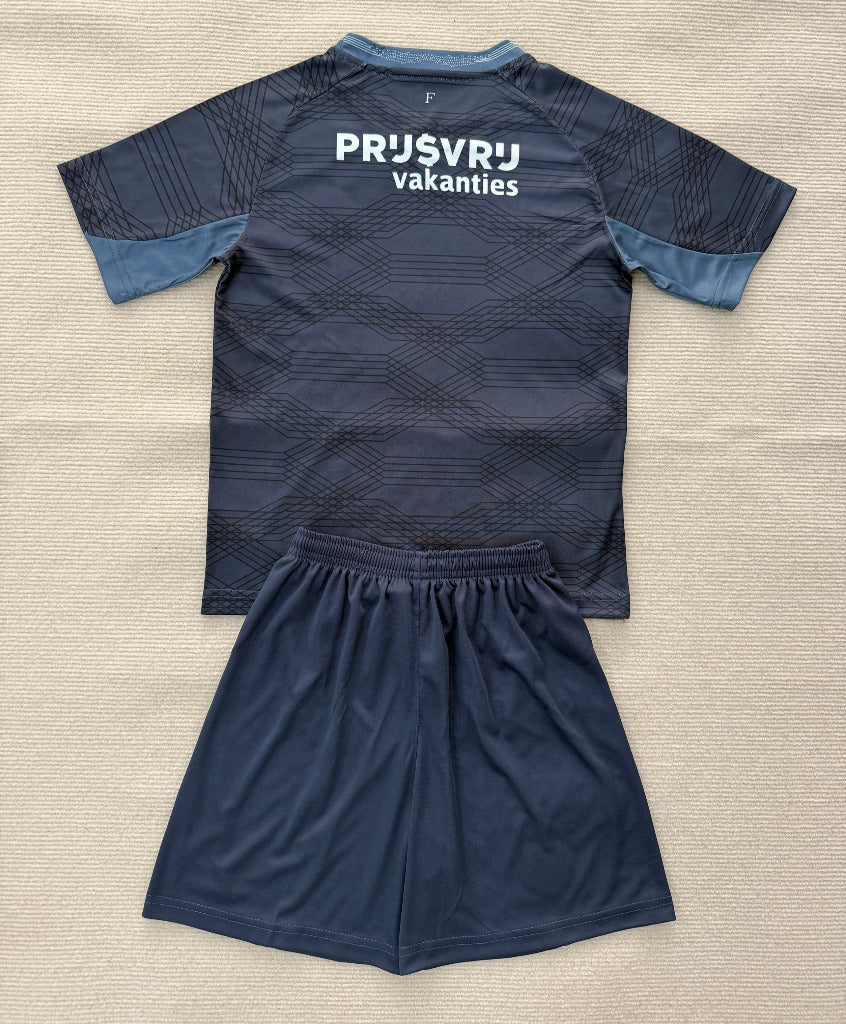 Feyenoord 25/26 Black/Blue Away Kids Jersey Set
