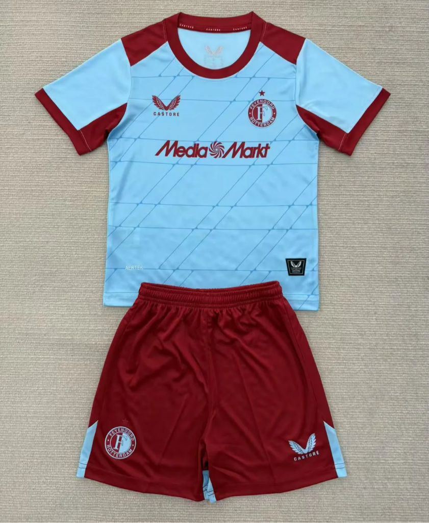 Feyenoord 25/26 Blue/Red Third Kids Jersey Set