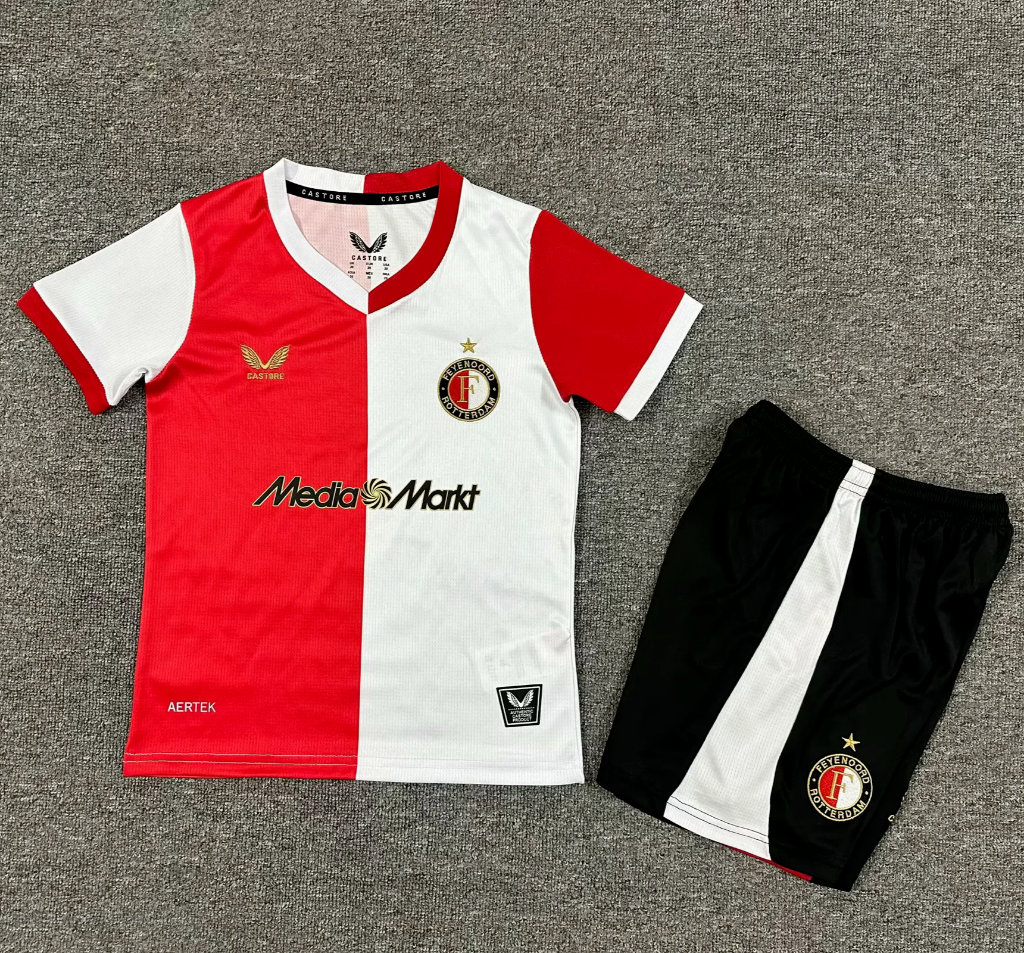 Feyenoord 25/26 Red/White Home Kids Jersey Set