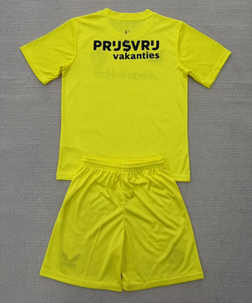 Feyenoord 25/26 Yellow Goalkeeper Kids Jersey Set