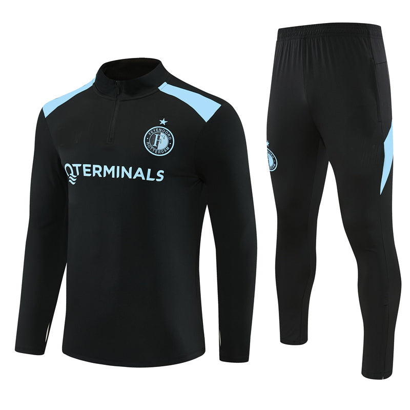 Feyenoord 26/27 Black with Light Blue Training Tracksuit Set