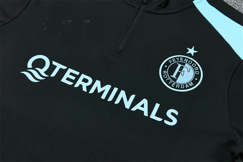 Feyenoord 26/27 Black with Light Blue Training Tracksuit Set