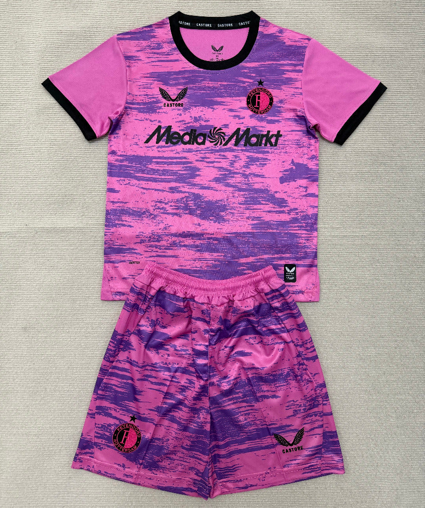 Feyenoord 26/27 Pink/Black Goalkeeper Kids Jersey Set