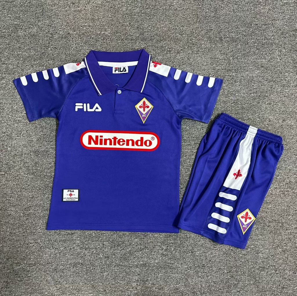 Fiorentina 1998/99 Vintage Retro Blue Home Kids Jersey Set