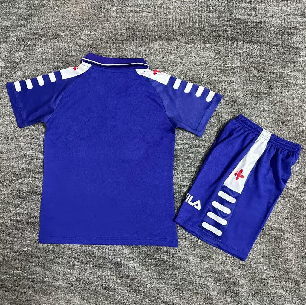 Fiorentina 1998/99 Vintage Retro Blue Home Kids Jersey Set