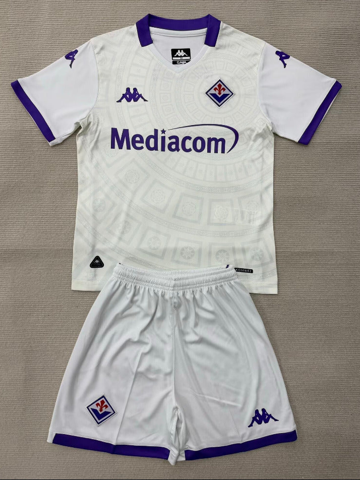 Fiorentina 25/26 White/Blue Away Kids Jersey Set