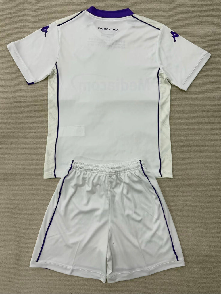 Fiorentina 25/26 White/Blue Away Kids Jersey Set
