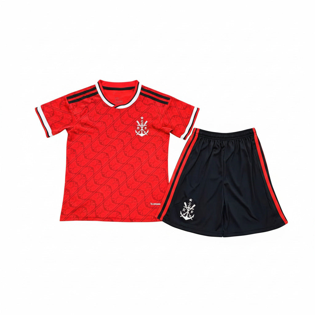 Flamengo 26/27 Red Stripes/White Third Kids Jersey Set