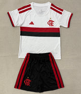 Flamengo 26/27 White/Black/Red Chest Stripe Away Kids Jersey Set