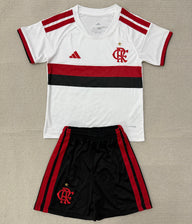 Flamengo 26/27 White/Black/Red Chest Stripe Away Kids Jersey Set
