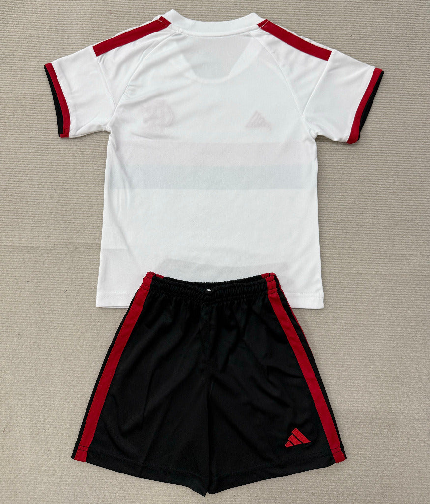 Flamengo 26/27 White/Black/Red Chest Stripe Away Kids Jersey Set