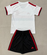 Flamengo 26/27 White/Black/Red Chest Stripe Away Kids Jersey Set