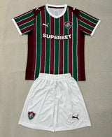 Fluminense 26/27 Green/Maroon Stripes Home Kids Jersey Set