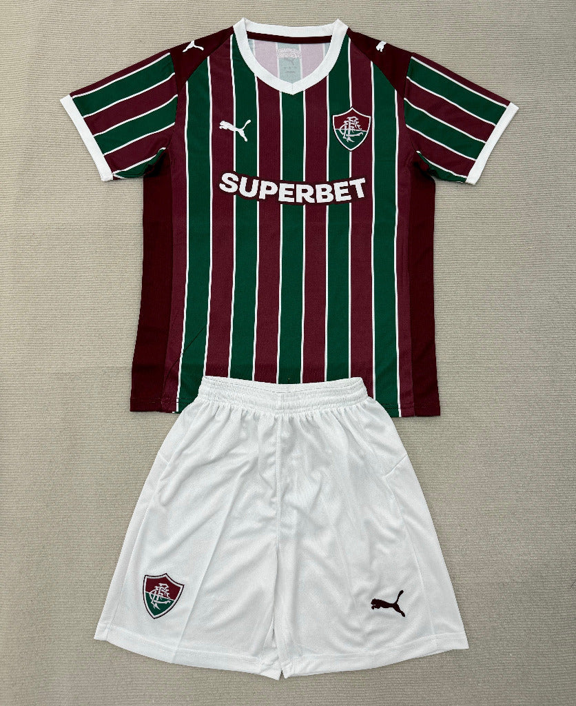 Fluminense 26/27 Green/Maroon Stripes Home Kids Jersey Set